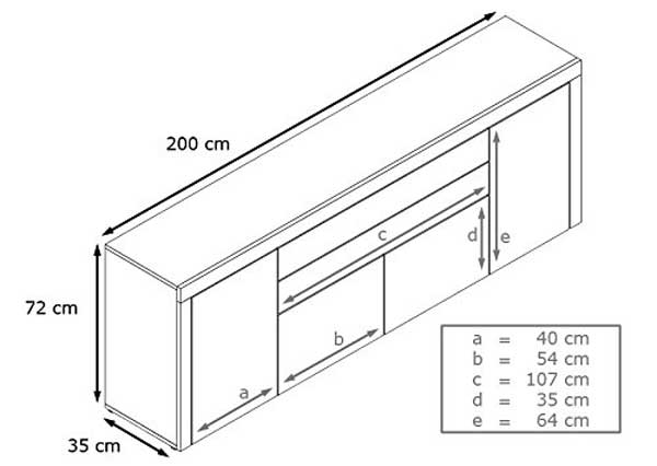 Dimensions du buffet long Topaze